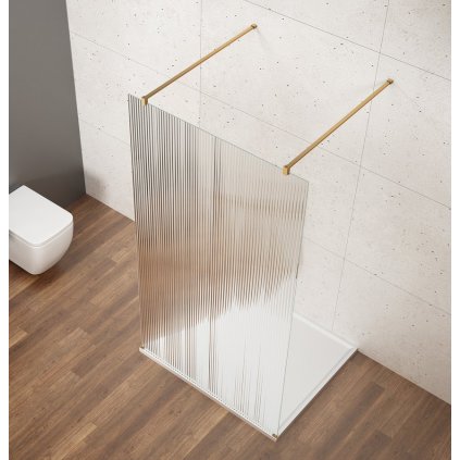 Gelco, VARIO GOLD MATT jednodielna sprchová zástena do priestoru, sklo nordic, 700 mm, GX1570-09