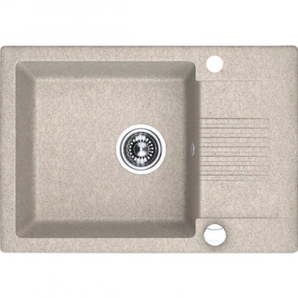 Laveo Celia, 1-komorový granitový drez 650x440x185 mm s krátkym odkvapkávačom, béžová, LAV-SBC_413T