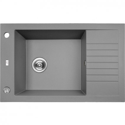 Laveo Pionier, 1-komorový granitový drez 780x500x207 s krátkym odkvapávačom, šedá, LAV-SBR_513T