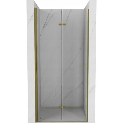 Mexen Lima, skladacie sprchové dvere do otvoru 100 x 190 cm, 6mm číre sklo, zlatý profil, 856-100-000-50-00
