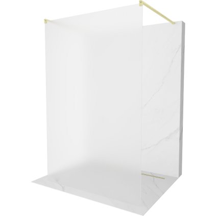 Mexen Kioto, sprchová zástena Walk-In 130 x 200 cm, 8mm sklo námraza, zlatý matný profil, 800-130-002-55-30
