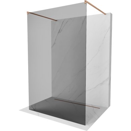 Mexen Kioto, sprchová zástena Walk-In 140 x 200 cm, 8mm šedé sklo, medený matný profil, 800-140-002-65-40