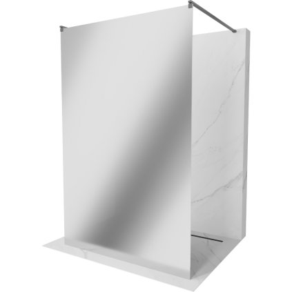 Mexen Kioto, sprchová zástena Walk-In 130 x 200 cm, 8mm sklo vzor zrkadlo, grafitový profil, 800-130-002-66-50