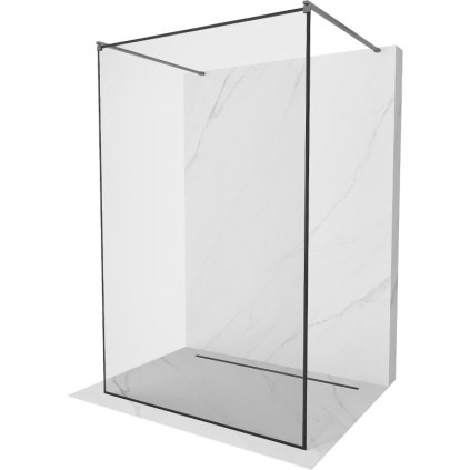 Mexen Kioto, sprchová zástena Walk-In 110 x 200 cm, 8mm sklo čierny vzor, grafitový profil, 800-110-002-66-70