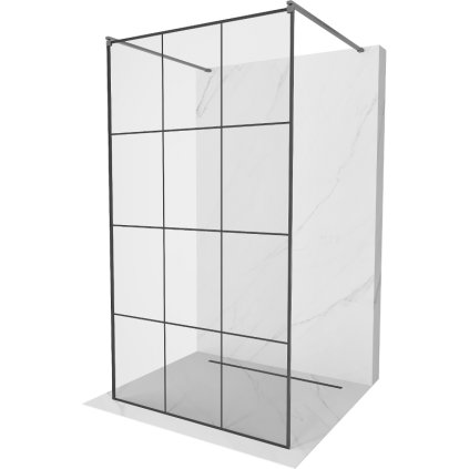 Mexen Kioto, sprchová zástena Walk-In 100 x 200 cm, 8mm sklo čierny vzor, grafitový profil, 800-100-002-66-77