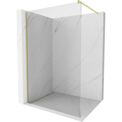 Mexen Kioto, sprchová zásteny typ Walk-In 140 x 200 cm, 8mm číre sklo, zlatý matný profil, 800-140-101-55-00