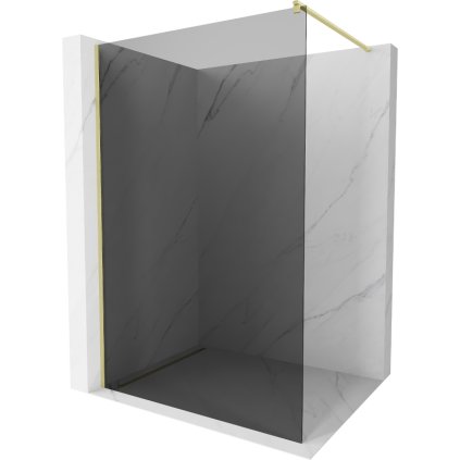 Mexen Kioto, sprchová zástena Walk-In 120 x 200 cm, 8mm šedé sklo, zlatý matný profil, 800-120-101-55-40