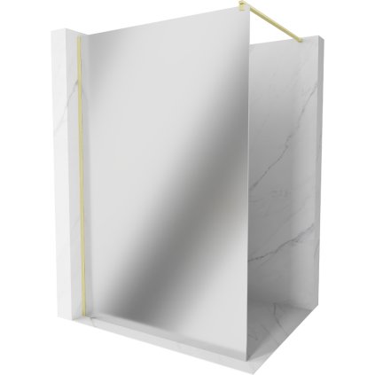 Mexen Kioto, sprchová zástena Walk-In 70 x 200 cm, 8mm sklo vzor zrkadlo, zlatý matný profil, 800-070-101-55-50