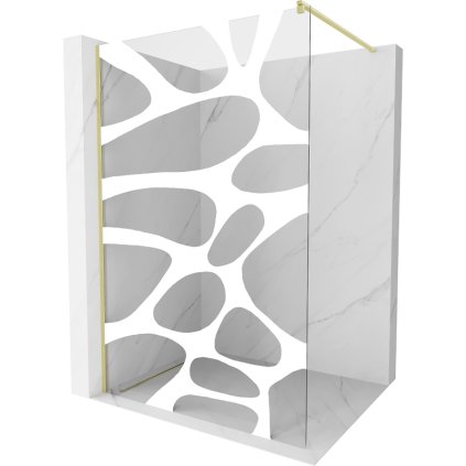 Mexen Kioto, sprchová zástena Walk-In 140 x 200 cm, 8mm číre sklo biely vzor, zlatý matný profil, 800-140-101-55-97