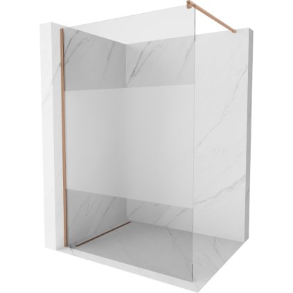 Mexen Kioto, sprchová zástena Walk-In 120 x 200 cm, 8mm číre sklo-námraza, medený matný profil, 800-120-101-65-35