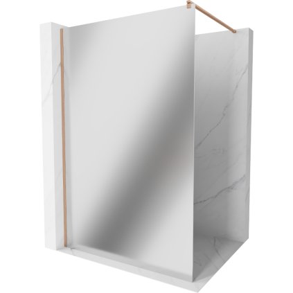 Mexen Kioto, sprchová zástena Walk-In 130 x 200 cm, 8mm sklo vzor zrkadlo, medený matný profil, 800-130-101-65-50