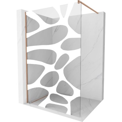Mexen Kioto, sprchová zástena Walk-In 120 x 200 cm, 8mm číre sklo biely vzor, medený matný profil, 800-120-101-65-97