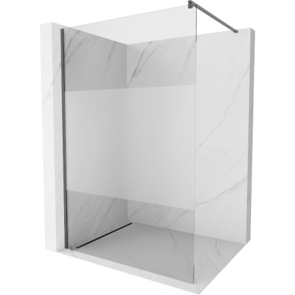 Mexen Kioto, sprchová zástena Walk-In 70 x 200 cm, 8mm číre sklo-námraza, grafitový profil, 800-070-101-66-35