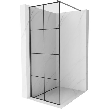 Mexen Kioto, sprchová zástena Walk-In 70 x 200 cm, 8mm číre sklo čierny vzor, grafitový profil, 800-070-101-66-77