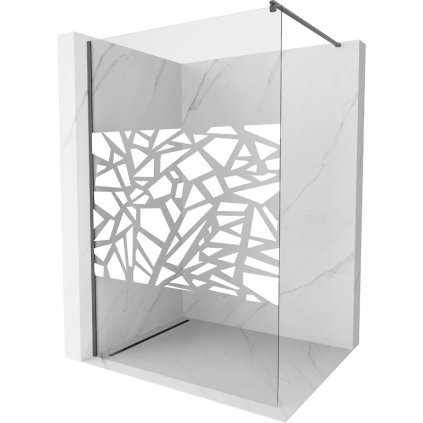 Mexen Kioto, sprchová zástena Walk-In 110 x 200 cm, 8mm číre sklo biely vzor, grafitový profil, 800-110-101-66-85