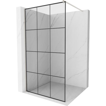 Mexen Kioto, sprchová zástena Walk-In 120 x 200 cm, 8mm číre sklo čierny vzor, brúsená oceľ profil, 800-120-101-97-77