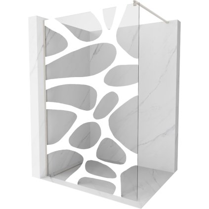 Mexen Kioto, sprchová zástena Walk-In 140 x 200 cm, 8mm číre sklo biely vzor, brúsená oceľ profil, 800-140-101-97-97