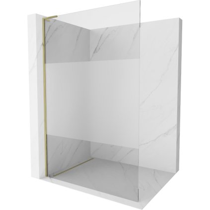 Mexen Kioto L, sprchová zástena Walk-In 100 x 200 cm, 8mm číre sklo-námraza, zlatý lesklý profil,800-100-103-50-35