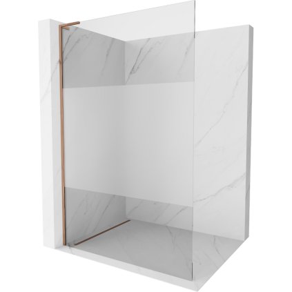 Mexen Kioto L, sprchová zástena Walk-In 100 x 200 cm, 8mm číre sklo-námraza, ružové zlato profil, 800-100-103-60-35