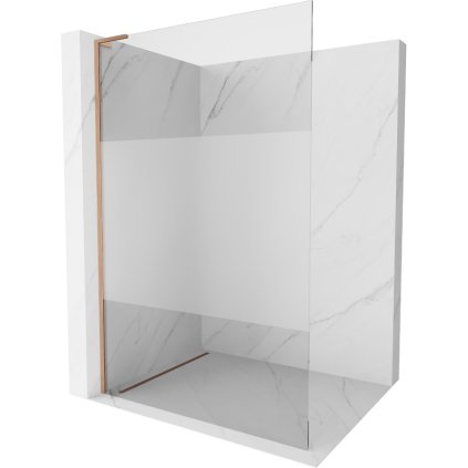 Mexen Kioto L, sprchová zástena Walk-In 100 x 200 cm, 8mm číre sklo-námraza, medený matný profil, 800-100-103-65-35