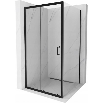 Mexen APIA, sprchový kút s posuvnými dverami 100 (dvere) x 100 (stena) cm, 5mm číre sklo, čierny profil, 840-100-100-70-00
