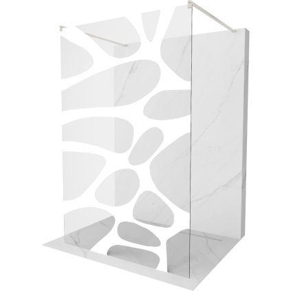 Mexen Kioto, sprchová zástena Walk-In 140 x 200 cm, 8mm číre sklo biely vzor, brúsená oceľ profil, 800-140-002-97-97