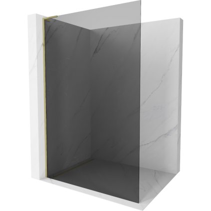 Mexen Kioto L, sprchová zástena Walk-In 80 x 200 cm, 8mm šedé sklo, zlatý lesklý profil,800-080-103-50-40