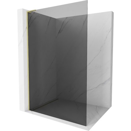 Mexen Kioto L, sprchová zástena Walk-In 70 x 200 cm, 8mm šedé sklo, zlatý matný profil, 800-070-103-55-40