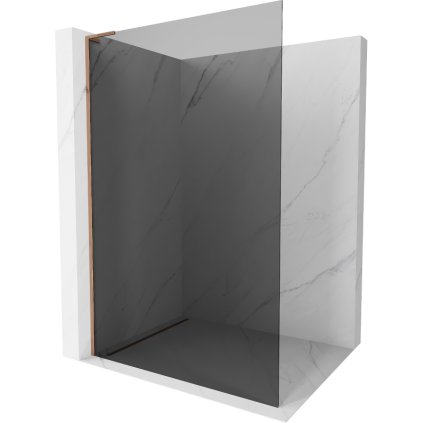Mexen Kioto L, sprchová zástena Walk-In 100 x 200 cm, 8mm šedé sklo, ružové zlato profil, 800-100-103-60-40