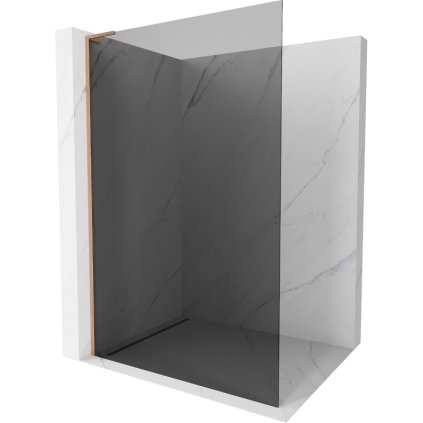 Mexen Kioto L, sprchová zástena Walk-In 70 x 200 cm, 8mm šedé sklo, medený matný profil, 800-070-103-65-40