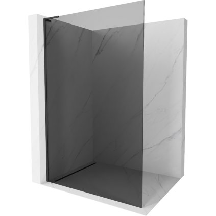 Mexen Kioto L, sprchová zástena Walk-In 90 x 200 cm, 8mm šedé sklo, čierny profil, 800-090-103-70-40