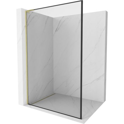 Mexen Kioto L, sprchová zástena Walk-In 70 x 200 cm, 8mm číre sklo čierny vzor, zlatý matný profil, 800-070-103-55-70