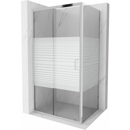 Mexen APIA, sprchový kút s posuvnými dverami 90 (dvere) x 70 (stena) cm, 5mm číre-pásy sklo, chrómový profil, 840-090-070-01-20