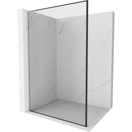 Mexen Kioto L, sprchová zástena Walk-In 60 x 200 cm, 8mm číre sklo čierny vzor, brúsená oceľ profil, 800-060-103-97-70