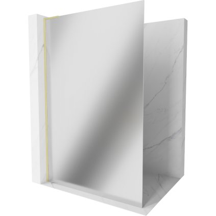 Mexen Kioto L, sprchová zástena Walk-In 70 x 200 cm, 8mm sklo vzor zrkadlo, zlatý matný profil, 800-070-103-55-50