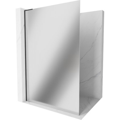 Mexen Kioto L, sprchová zástena Walk-In 120 x 200 cm, 8mm sklo vzor zrkadlo, čierny profil, 800-120-103-70-50