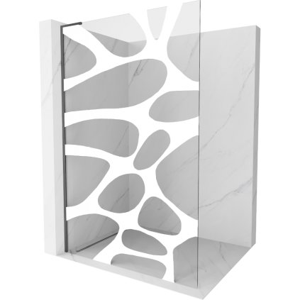 Mexen Kioto L, sprchová zástena Walk-In 110 x 200 cm, 8mm číre sklo biely vzor, grafitový profil, 800-110-103-66-97