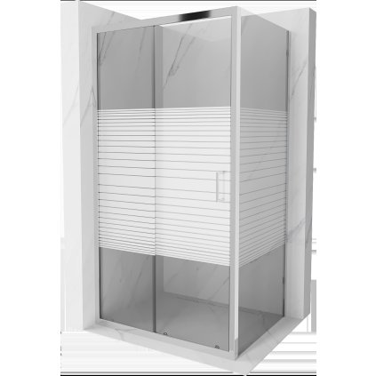 Mexen APIA, sprchový kút s posuvnými dverami 120 (dvere) x 100 (stena) cm, 5mm číre-pásy sklo, chrómový profil, 840-120-100-01-20