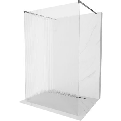 Mexen Kioto, sprchová zástena Walk-In 140 x 200 cm, 8mm sklo s rebrovým vzorom, grafitový profil, 800-140-002-95-09