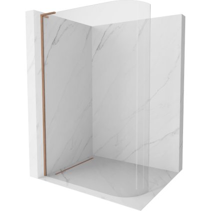 Mexen Kioto L, sprchová zástena Walk-In 90 x 200 cm, 8mm číre sklo, medený matný profil, 800-090-103-65-06