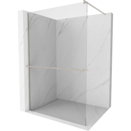 Mexen Kioto+, sprchová zástena Walk-In s poličkou a vešiakom 95 x 200 cm, 8mm číre sklo, brúsená oceľ profil, 800-095-121-97-00