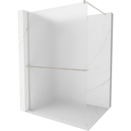 Mexen Kioto+, sprchová zástena Walk-In s poličkou a vešiakom 140 x 200 cm, 8mm sklo námraza, brúsená oceľ profil, 800-140-121-97-30