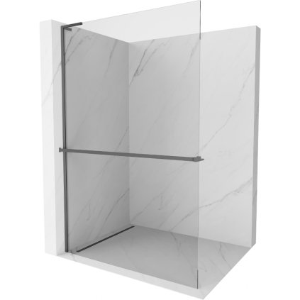 Mexen Kioto+ L, sprchová zástena Walk-In s poličkou a vešiakom 60 x 200 cm, 8mm číre sklo, grafitový profil, 800-060-123-95-00