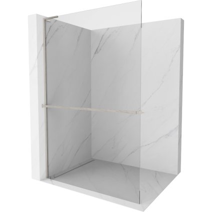 Mexen Kioto+ L, sprchová zástena Walk-In s poličkou a vešiakom 60 x 200 cm, 8mm číre sklo, brúsená oceľ profil, 800-060-123-97-00