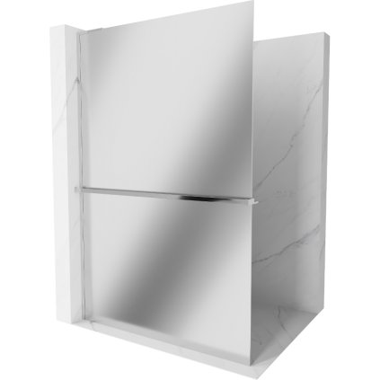 Mexen Kioto+ L, sprchová zástena Walk-In s poličkou a vešiakom 70 x 200 cm, 8mm sklo vzor zrkadlo, chrómový profil, 800-070-123-01-50