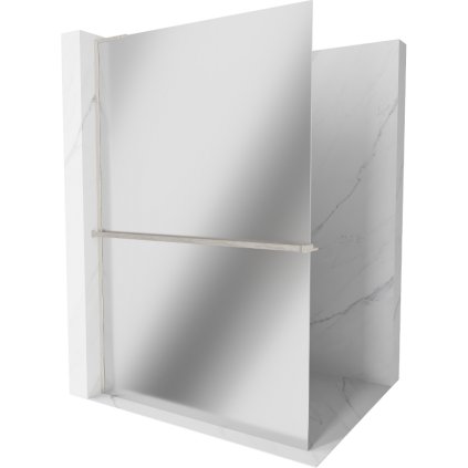 Mexen Kioto+ L, sprchová zástena Walk-In s poličkou a vešiakom 70 x 200 cm, 8mm sklo vzor zrkadlo, brúsená oceľ profil, 800-070-123-97-50