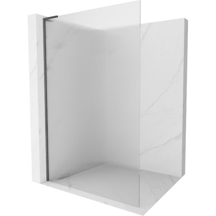 Mexen Kioto L, sprchová zástena Walk-In 110 x 200 cm, 8mm sklo s rebrovým vzorom, grafitový profil, 800-110-103-66-09