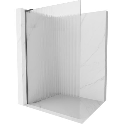 Mexen Kioto L, sprchová zástena Walk-In 110 x 200 cm, 8mm sklo s rebrovým vzorom, grafitový profil, 800-110-103-95-09