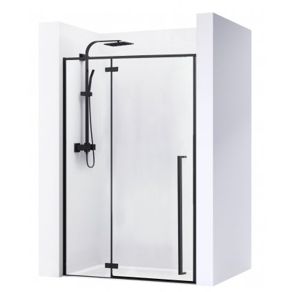 Rea Fargo Black, 1-krídlové sprchové dvere 100 x 195 cm, 6mm číre sklo, čierny profil, REA-K6330