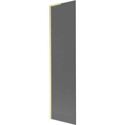 Mexen Next L, 1-krídlová vaňová zástena 50 x 150 cm, 6mm šedé sklo, zlatý matný profil, 895-050-000-03-40-55
